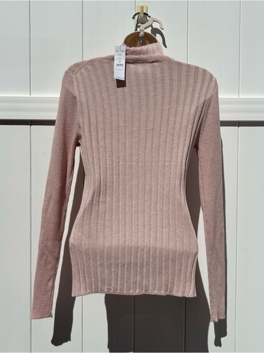White House Black Market Lightweight Ribbed Cashmere Blend Rose Mockneck MED NWT - Picture 5 of 12